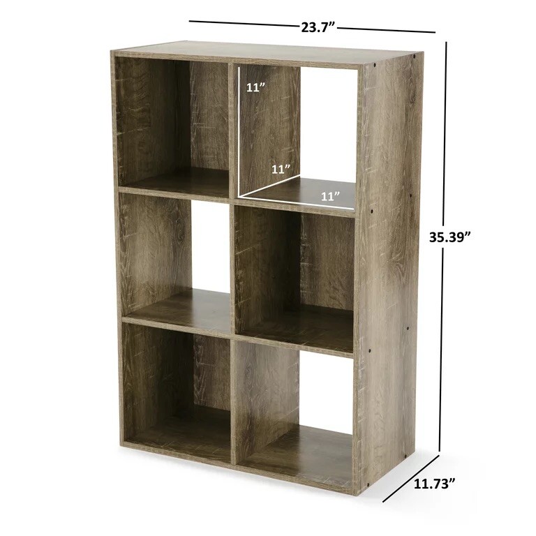 6-Cube Storage Organizer Available In White, Black,￼ Canyon Walnut, Rustic Brown
