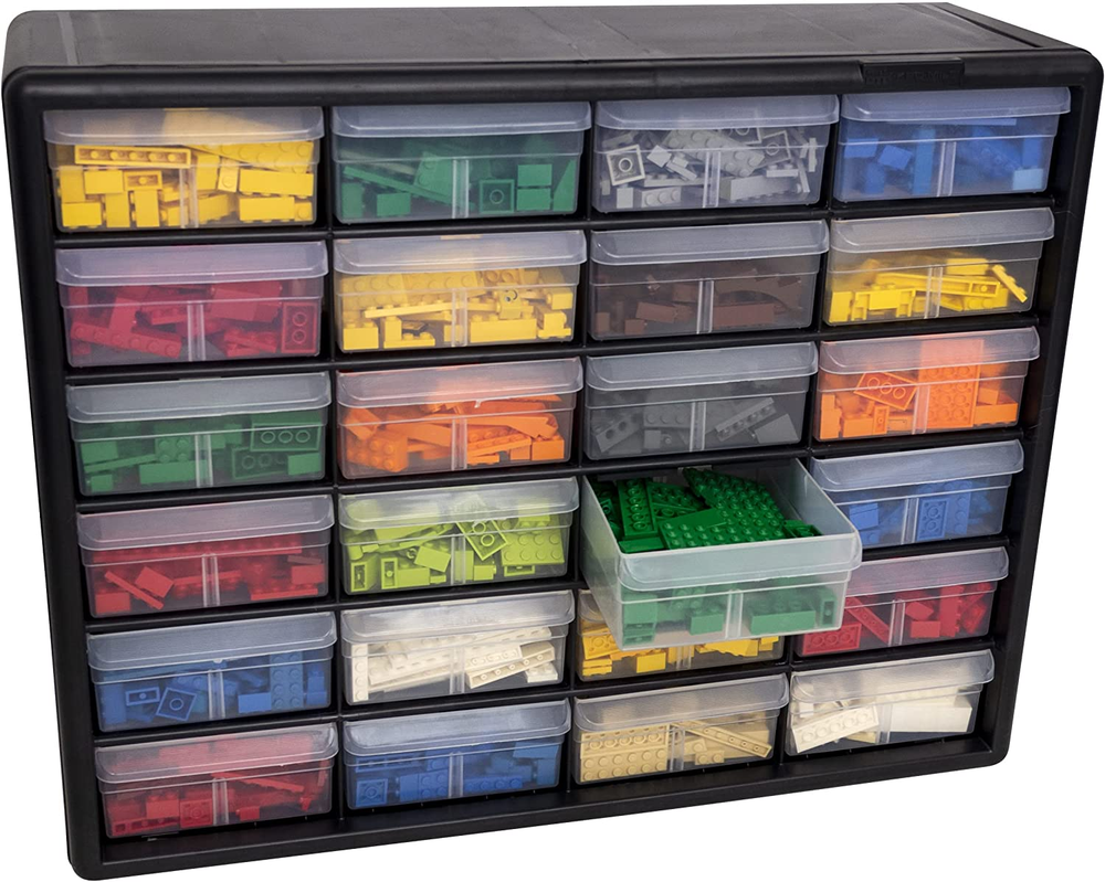 24-Compartment Drawer Bin Hardware Tool Organizer Garage Storage Plastic Cabinet