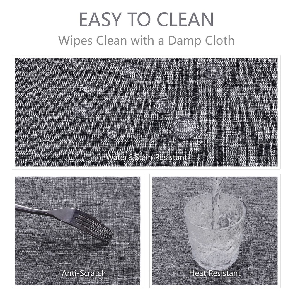 Mantel rectangular de lino texturizado, impermeable y resistente a las manchas.