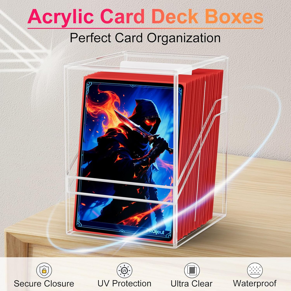 Card Deck Box with Portable Case, 12 Pack Clear Commander Deck Box with 12 Divid
