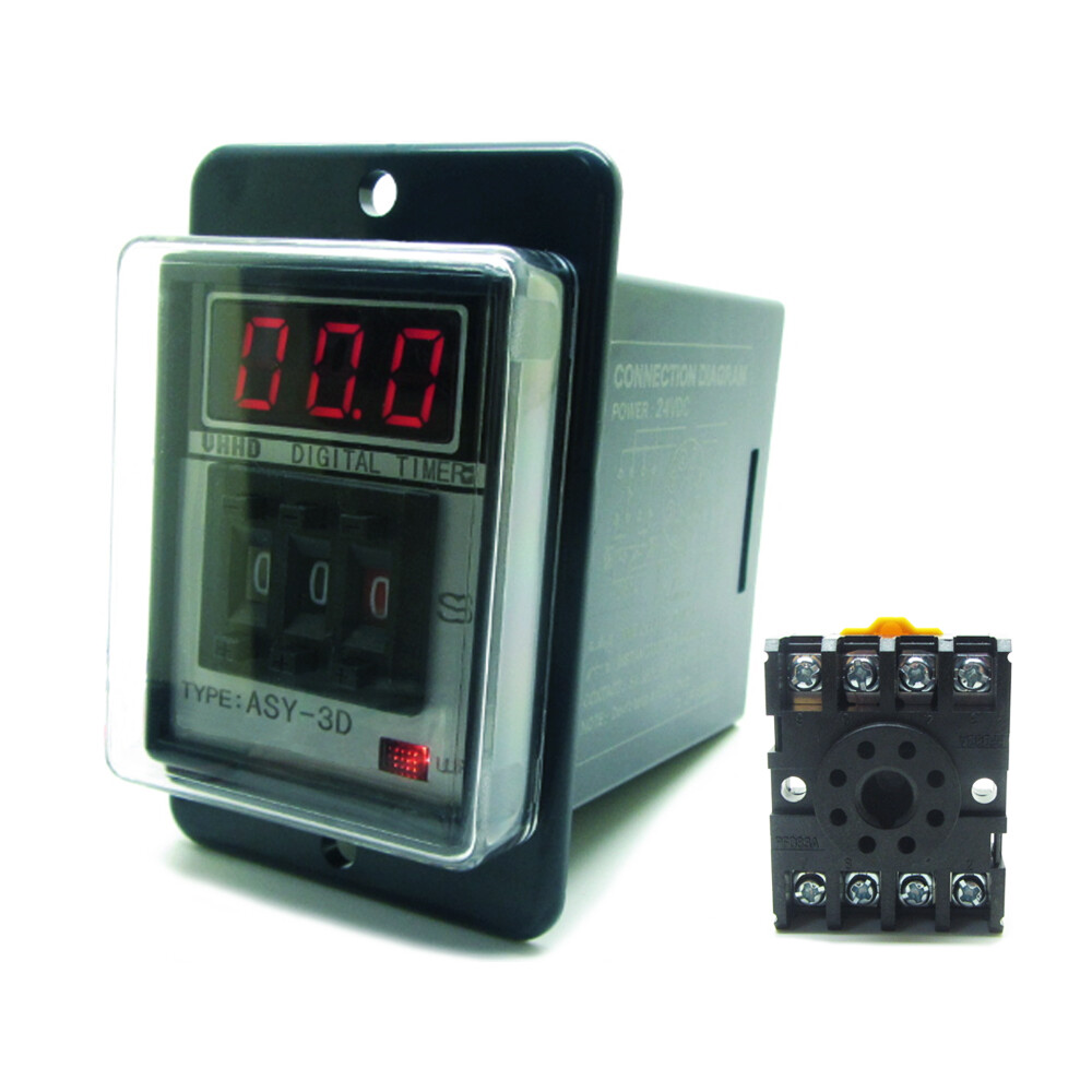 Time Delay Relay Digital ASY-3D Programmable Timer 12V 24V 110V 220V 380V + Base