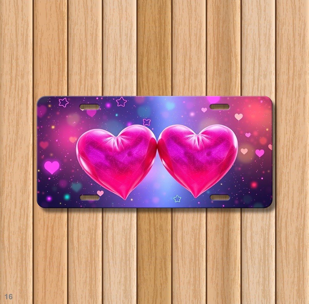 Stylish Hearts License Plate Customizable Front Plate Gift Idea
