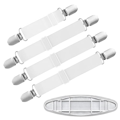 Ironing Board Cover Fasteners Binding 4 PC Elastic Straps Clips Keep Cushions