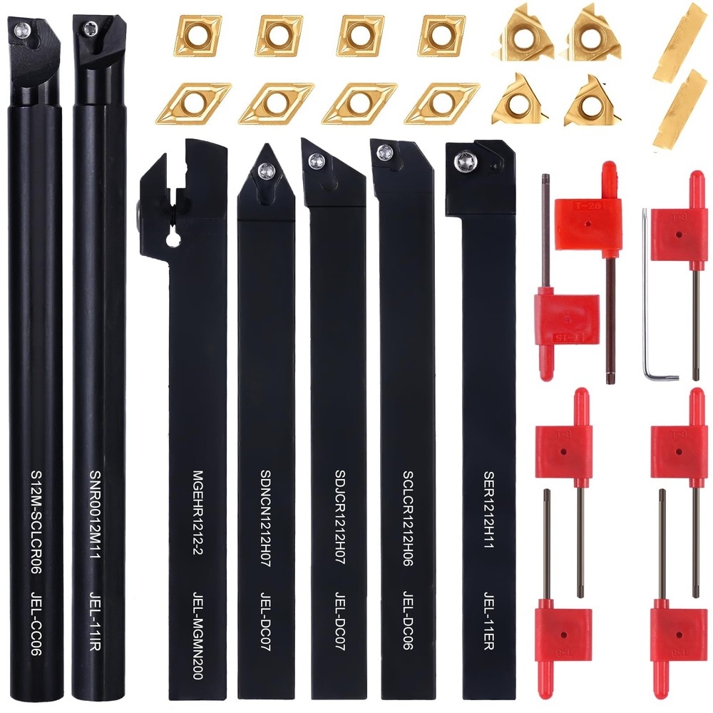 1/2" 12mm Indexable Lathe Turning Tool 7pcs Shank +14pcs Inserts