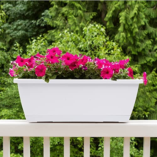 Window Box Planter, 7 Pack Plastic Vegetable Flower Planters Boxes 17 White