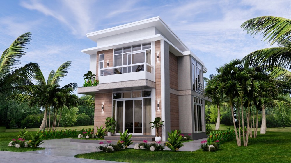 Small House Plan 6.7x10.8 meter 2 Beds PDF Full Plans (A4 Hard Copy)