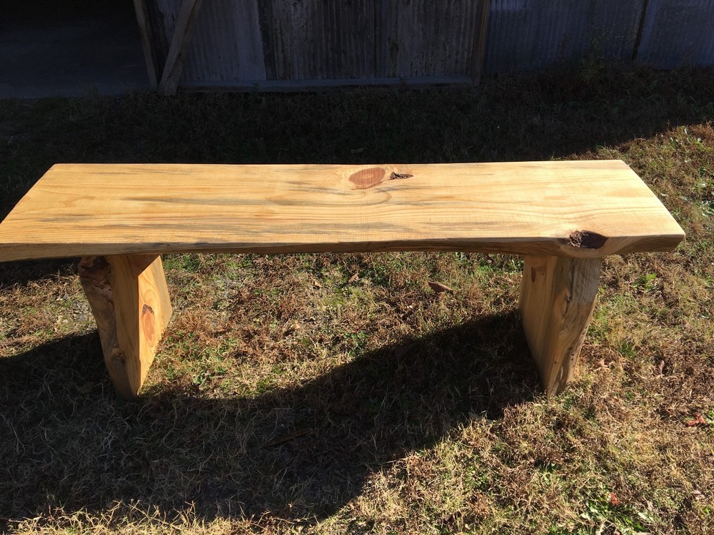 Handmade Pine bench without back. Weatherproofed 5 foot long.