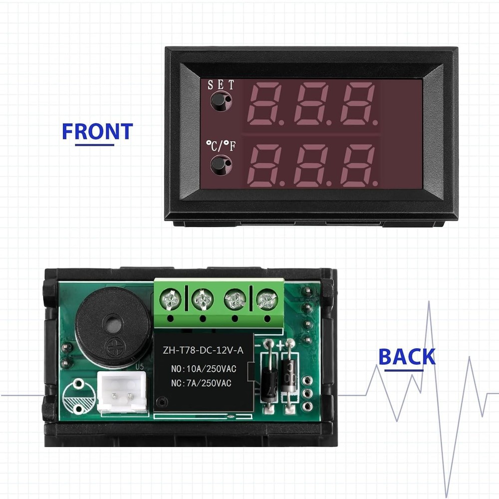 2 Pieces 12V Electronic Temperature Controller Programmable -50 to 110 Degree Ce