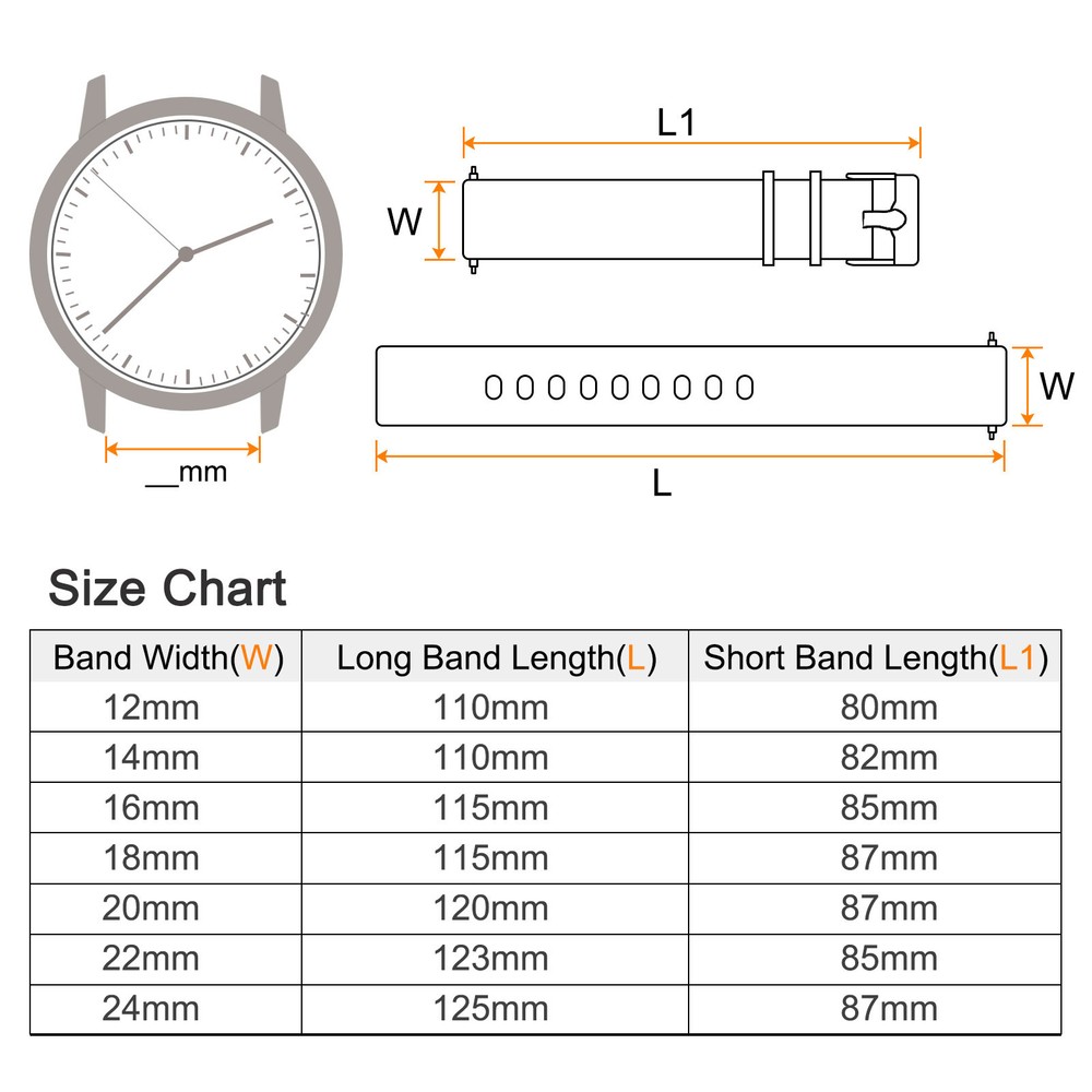 Silicone Watch Band 24mm Quick Release Soft Rubber Watch Strap, Black