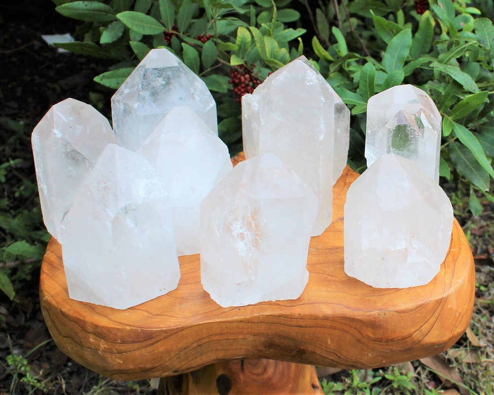 LARGE Clear Quartz Crystal Point with Cut Base - Free Standing Crystal Points