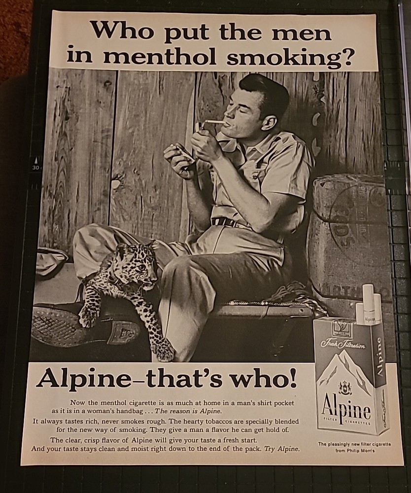 Alpine Cigarettes Print Ad Advertisement 1961 10x13