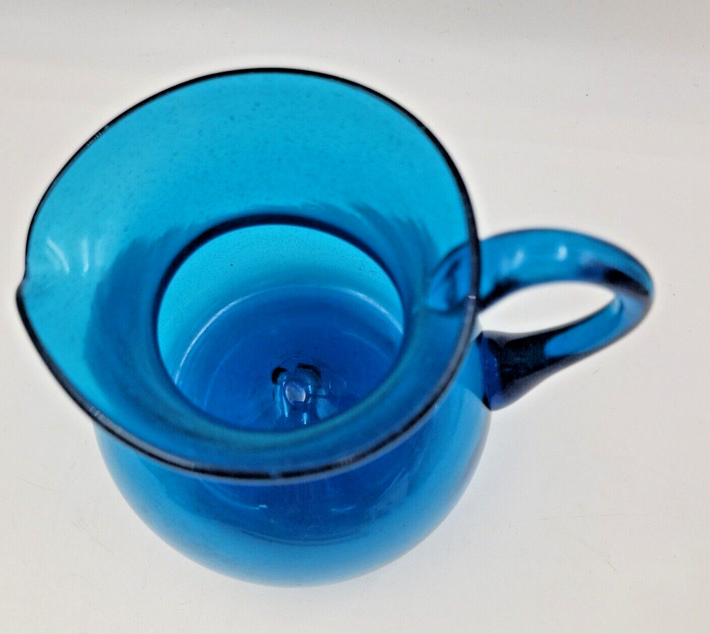 Cobalt Blue Hand Blown Glass Pitcher