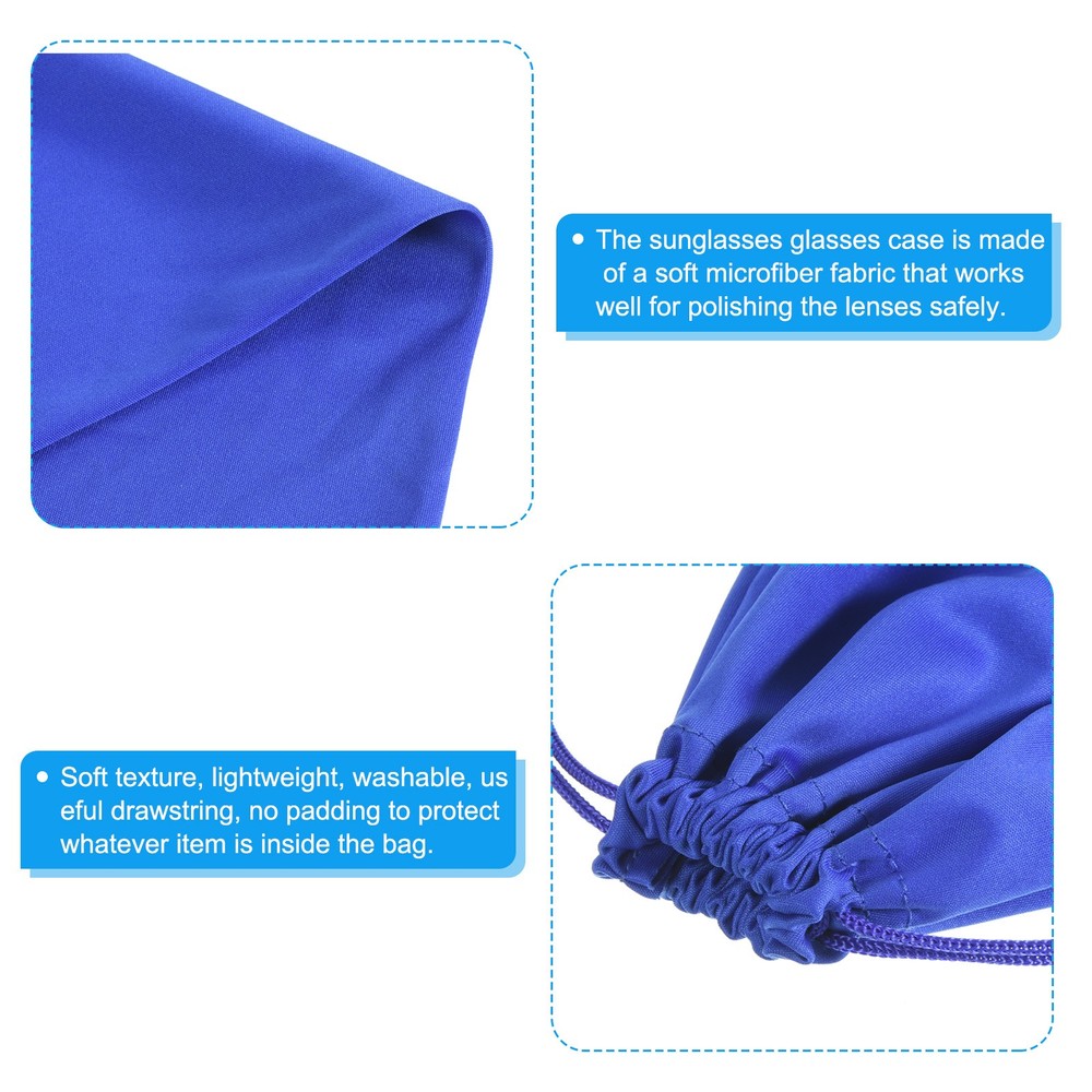 Ski Goggle Bag, 2 Pack Microfiber Snow Goggles Case Drawstring Pouch Blue