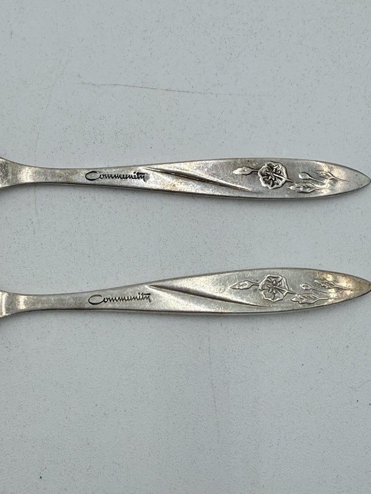 Vintage Oneida Community Silver Flatware Morning Rose Olive Fork & Spoon