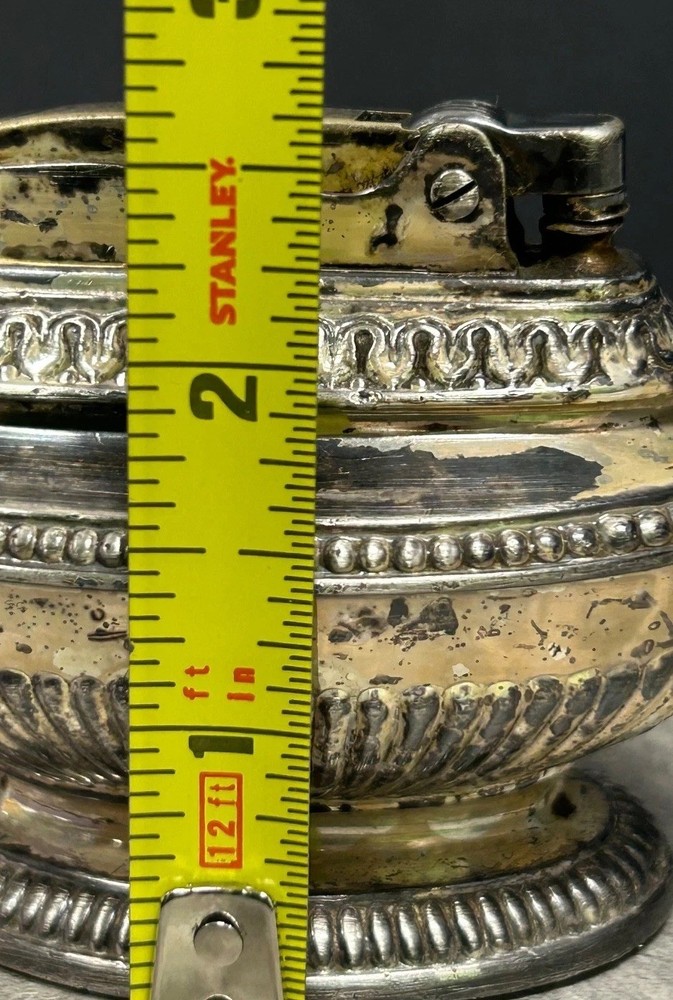 Queen Anne Ronson Table Lighter 1940s Silver Plated Needs Work 2” Tall
