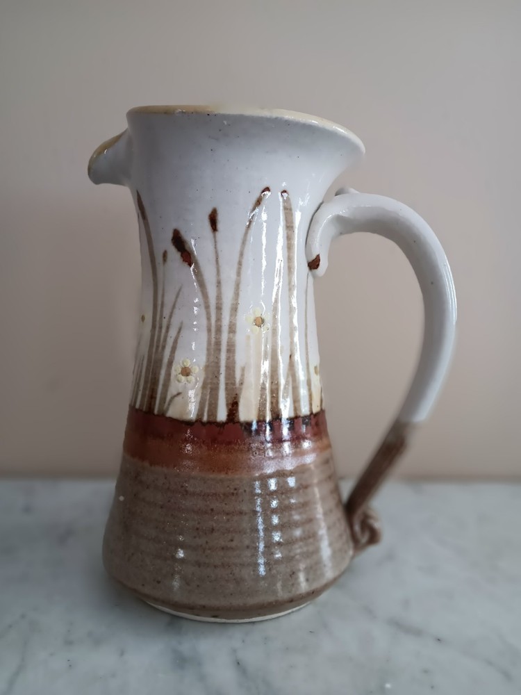 Studio Handcrafted  Pottery Handpainted Signed  8 1/2" Pitcher