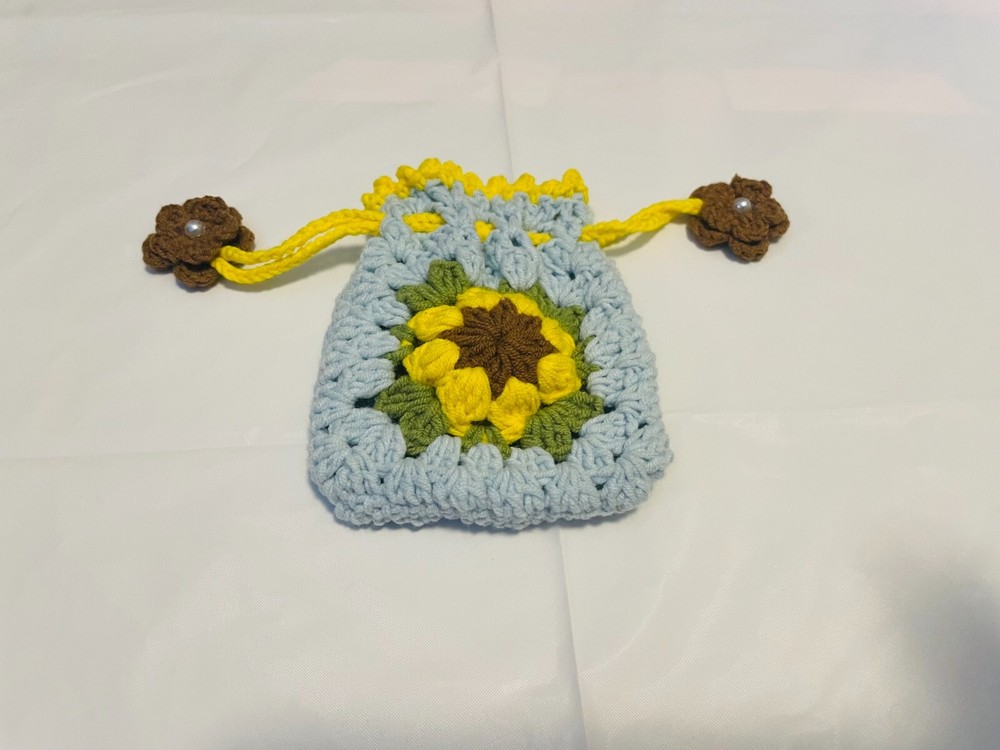 Crochet drawstring bag