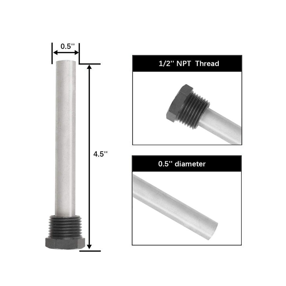 RV Water Heater Magnesium Anode Rod for Atwood Heaters, Dele 2 Pack Silver