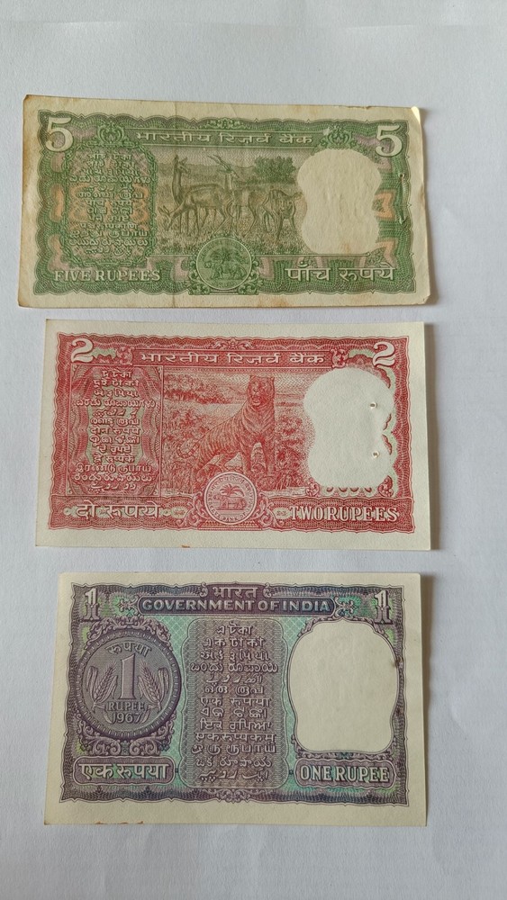 OLD Indian-5-2-1 Rupee  3 notes rare