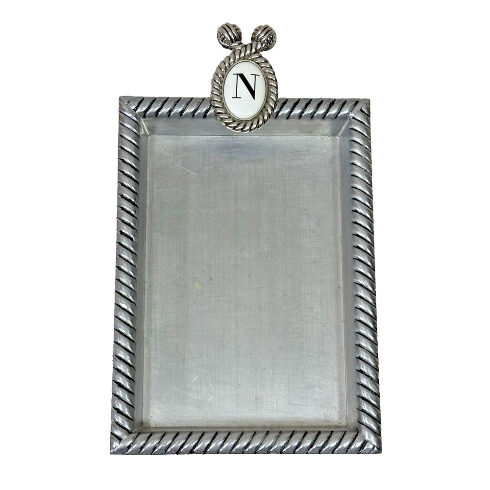 Mud Pie 2009 N Initial Metal Note Holder Tray 501013