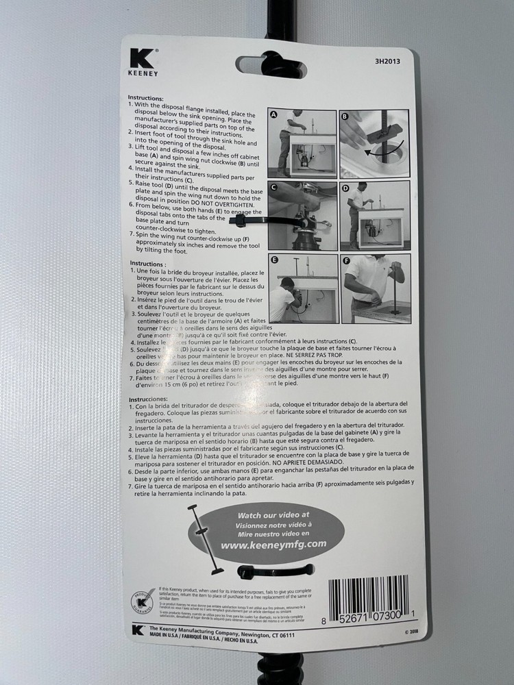 Plumber’s Third Hand 25" Tool For Under Sink Garbage Disposal Garburator 3rd