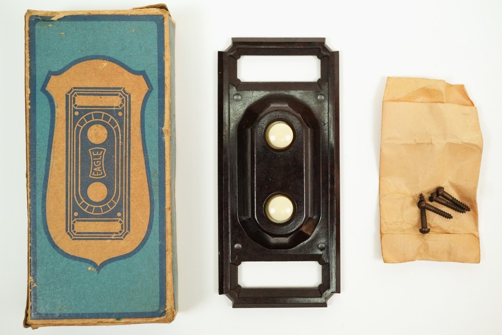 Eagle Electric Bakelite Double Push Button Light Switch NOS Cat 167