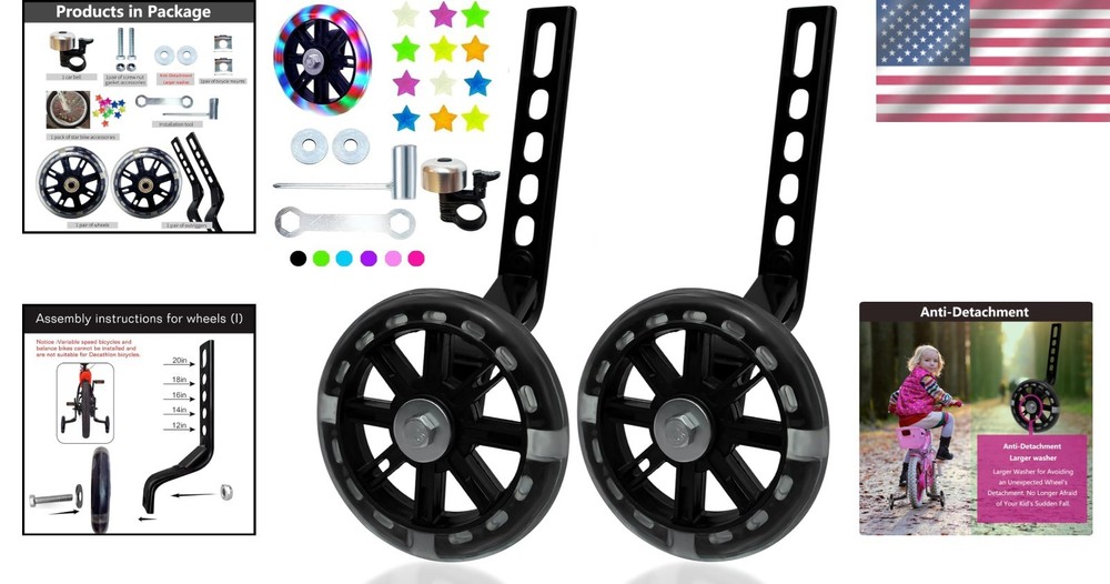 Stylish and Sturdy Training Wheels for Children - Includes Decorative Elements