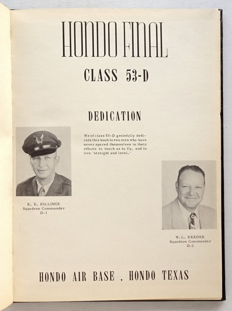 USAF HONDO AIR BASE FLYING TRAINING SCHOOL CLASS 1953-D YEAR BOOK