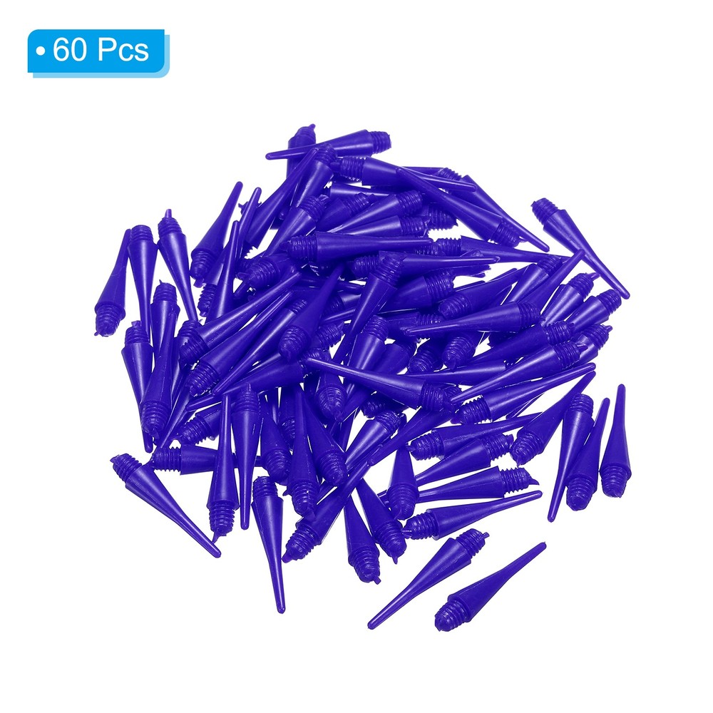 Plastic Dart Tips, 60 Pack 2BA Thread Soft Dart Tips, Blue