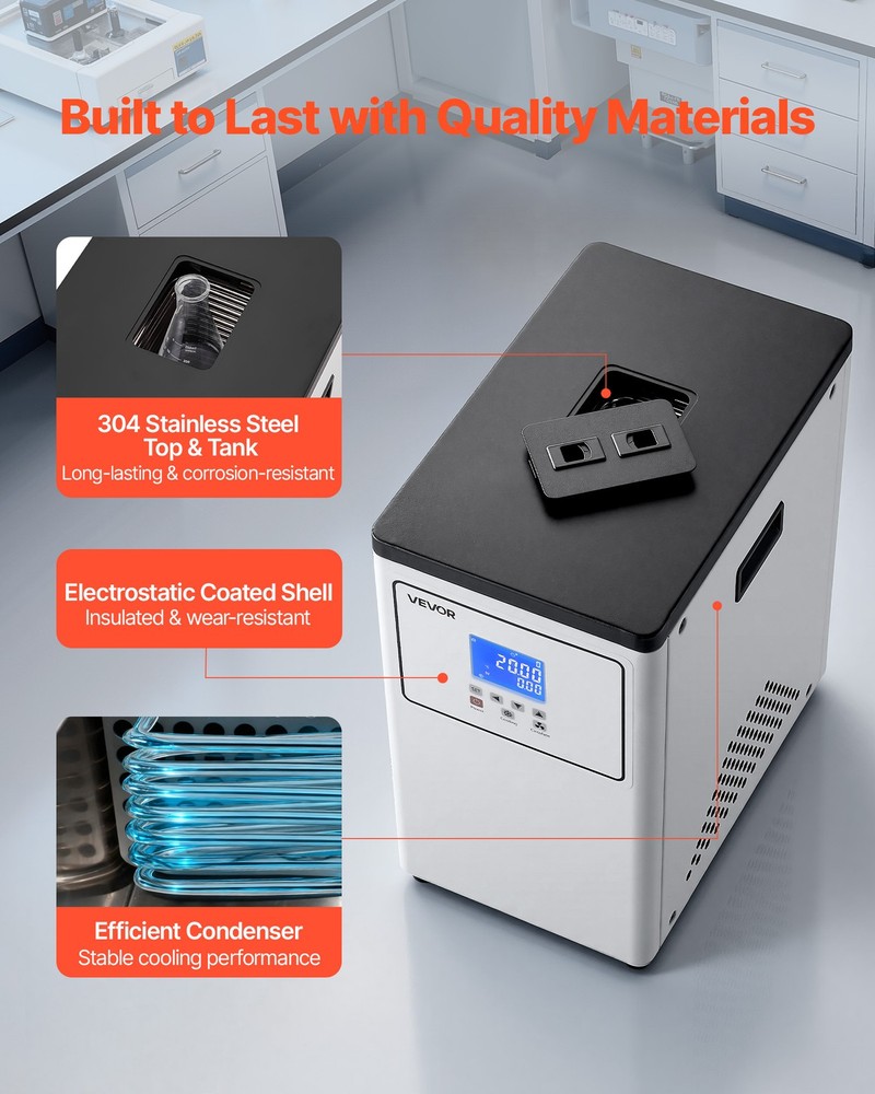 VEVOR Laboratory Chiller Circulator Lab Recirculating Chiller 3.4 L Low Temp