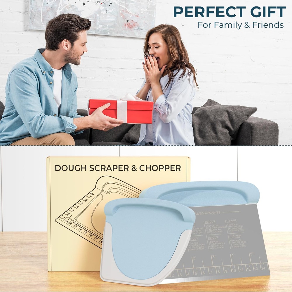Bench Scraper Dough Cutter Tool - Bowl Pastry Scraper for Bread Cake Pizza, B...