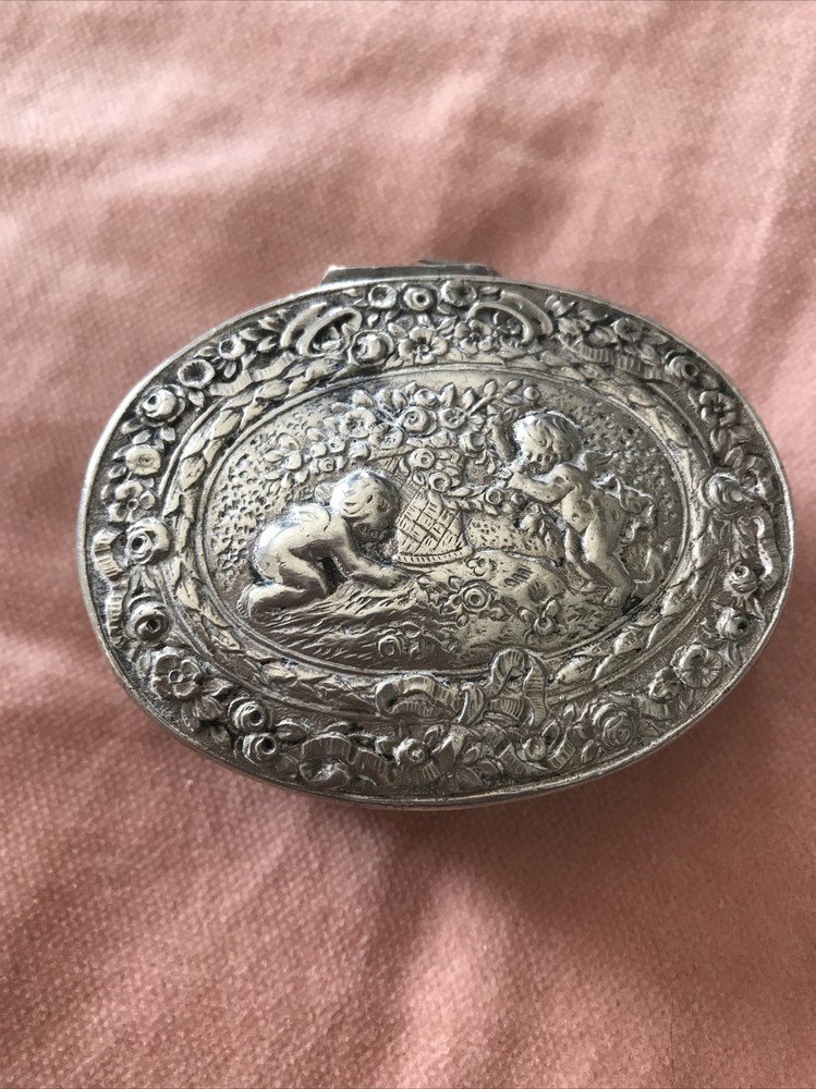 Antique German Silver Cherub Trinket Box
