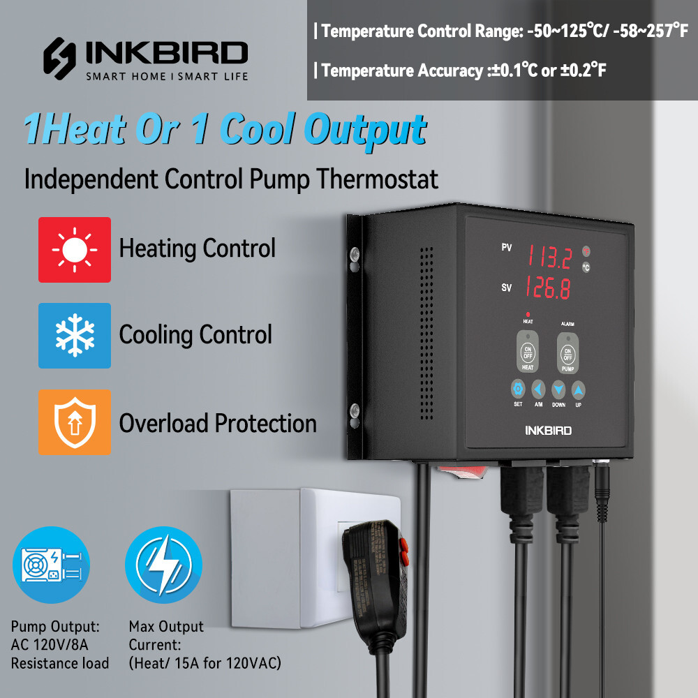 Inkbird Temperature Controller Heat Pump Pre-wired Thermomstats Home Brew Wine