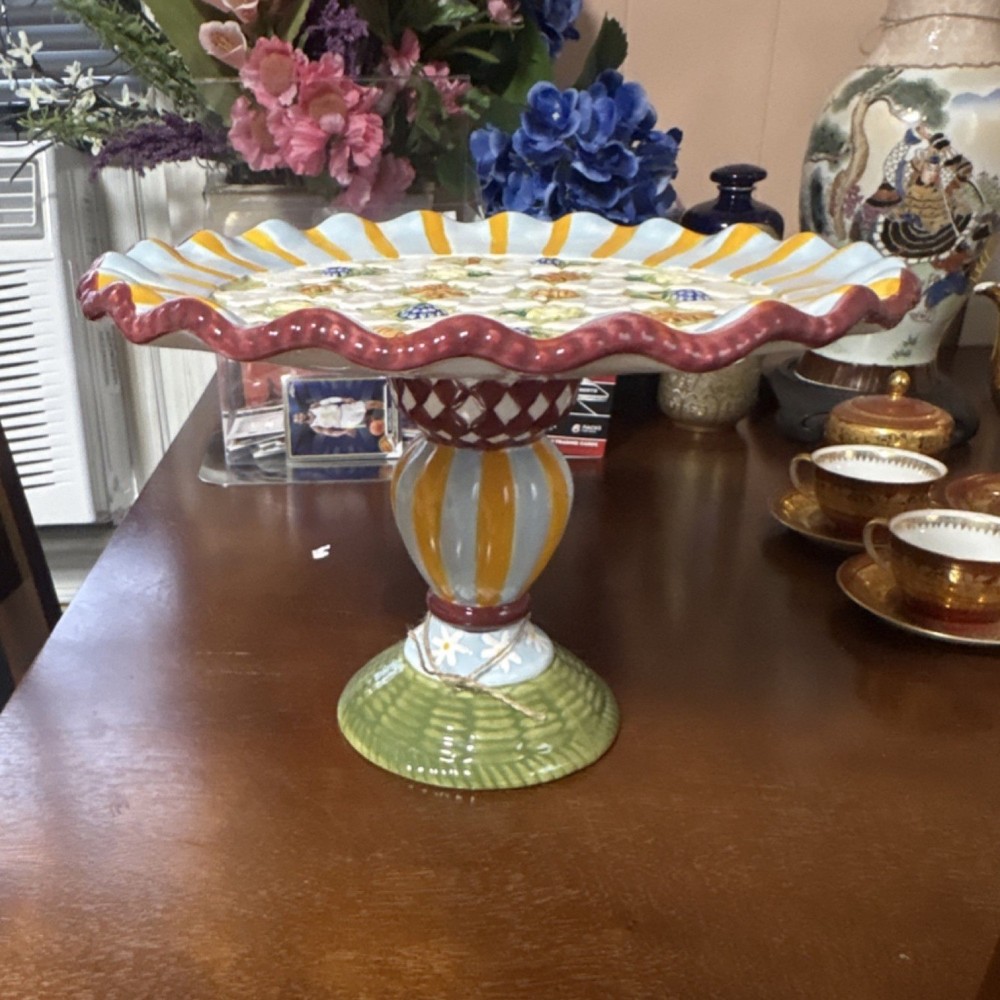 MacKenzie-Childs Taylor Fluted Cake Stand