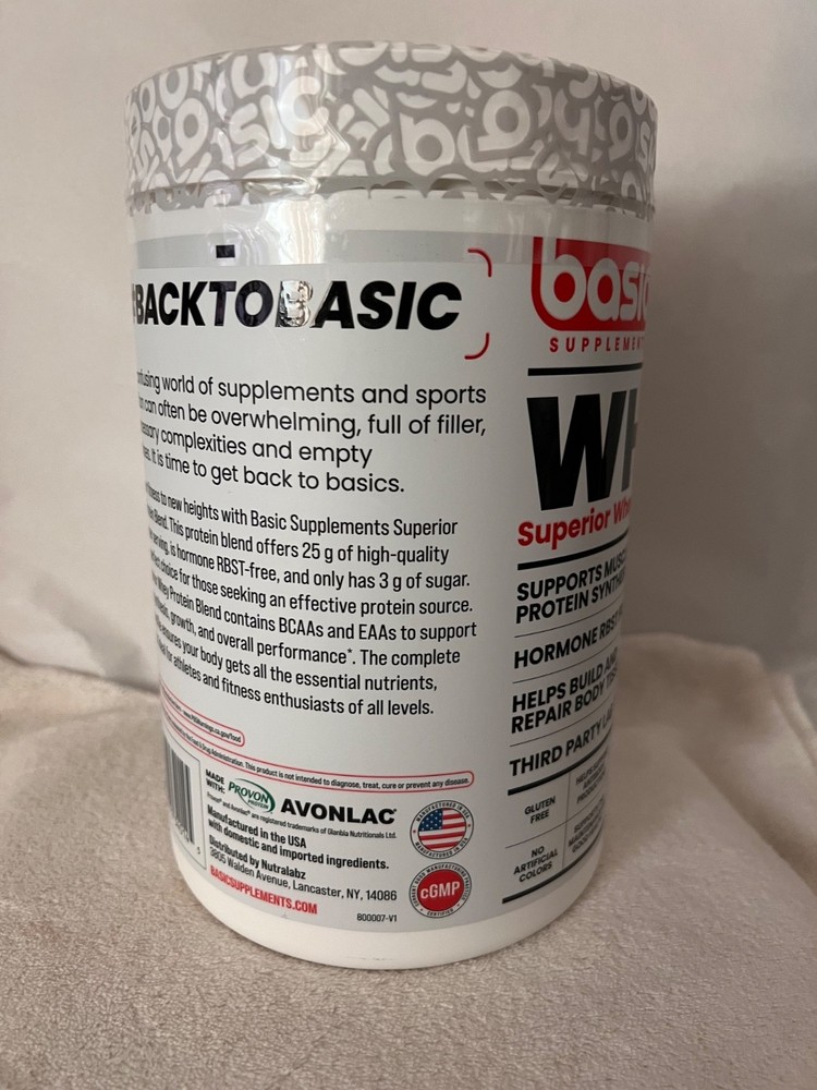 Basic Supplements Whey Protein Blend 2lbs Blue Marshmallow Flavor Exp Dec 2027