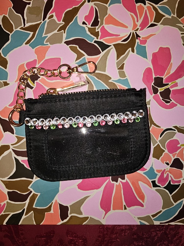 Rhinestone zip id pouch