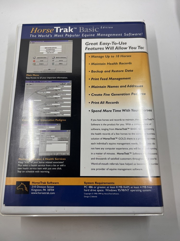 HorseTrak Horse Management Software Basic Edition