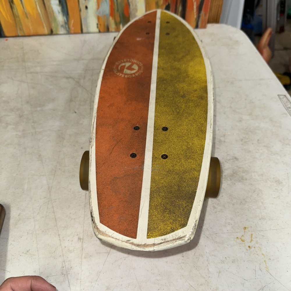 Kryptonics Mini Fat 23” Skateboard Orange Yellow Palm Tree