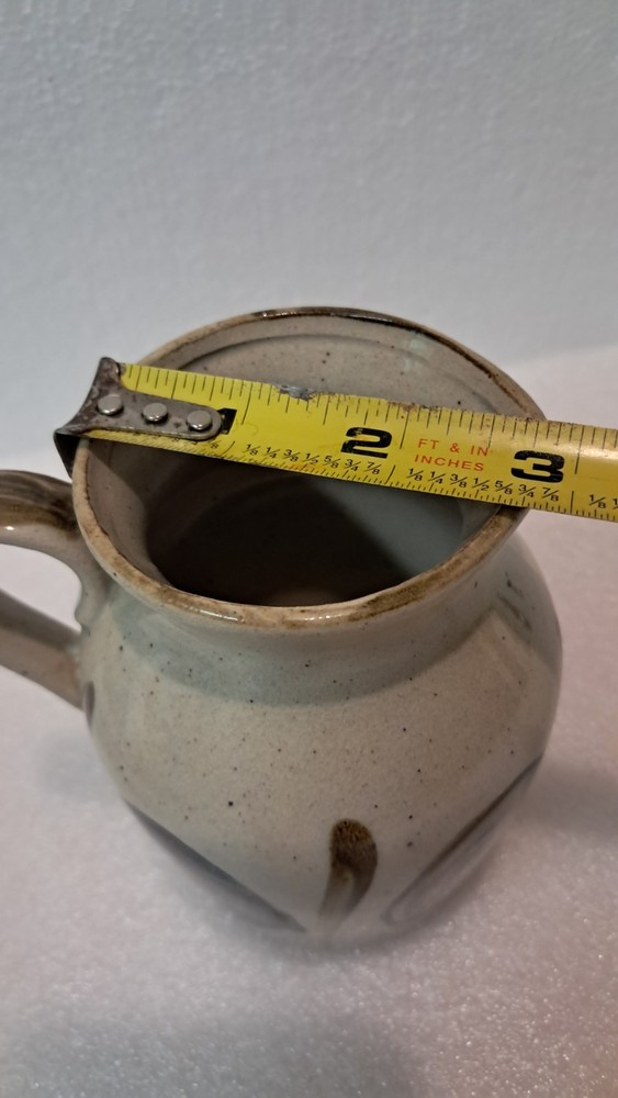 Vintage Handpainted Small Stoneware Pitcher With Handle