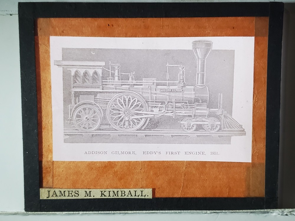 Addison Gilmore, Eddy's First Engine, James M. Kimball Magic Lantern Glass Slide