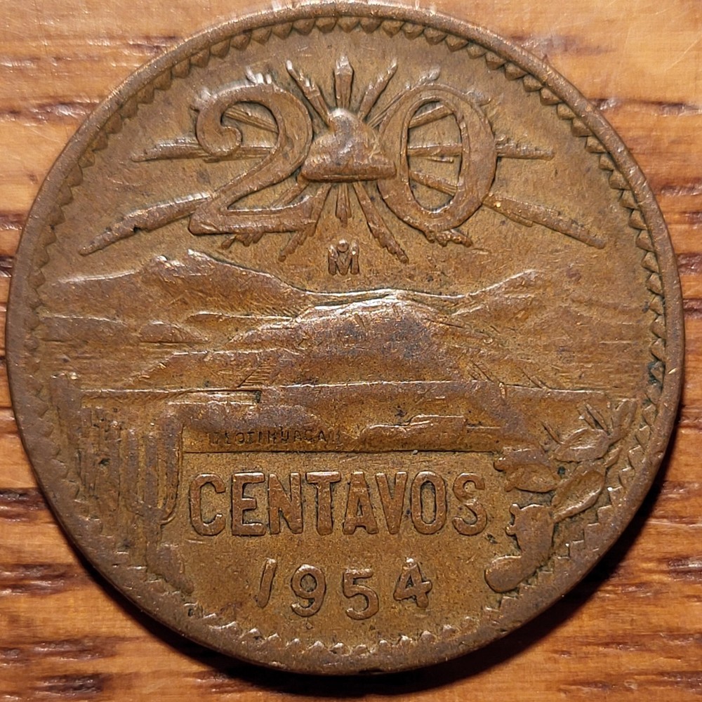 1954 Mexico 20 Centavo  Coin  N250