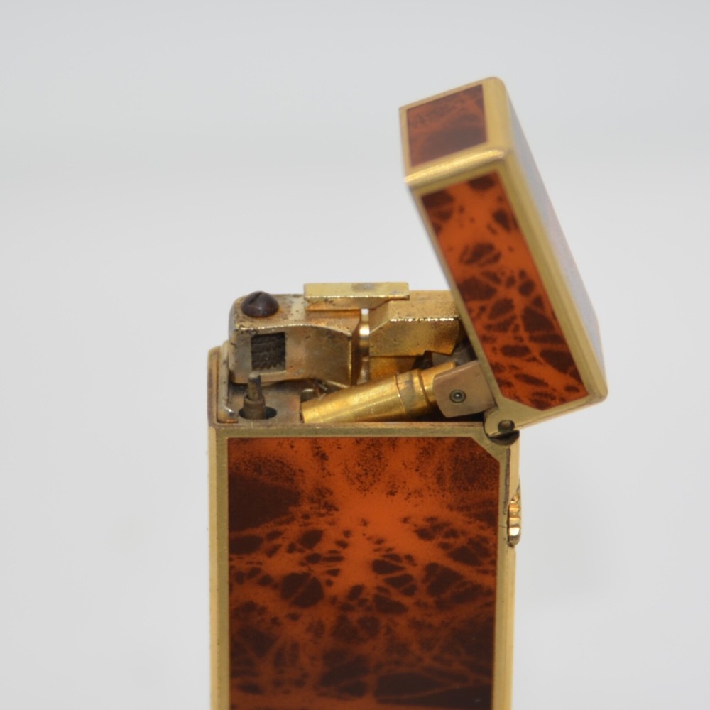 Dunhill Rollagas Lighter Laquer-Brown Shell-Ultrasonically cleaned_Working