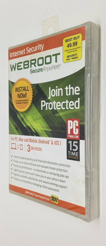 Webroot Secure Anywhere Internet Security 3 Devices for PC/MAC/Mobile NEW