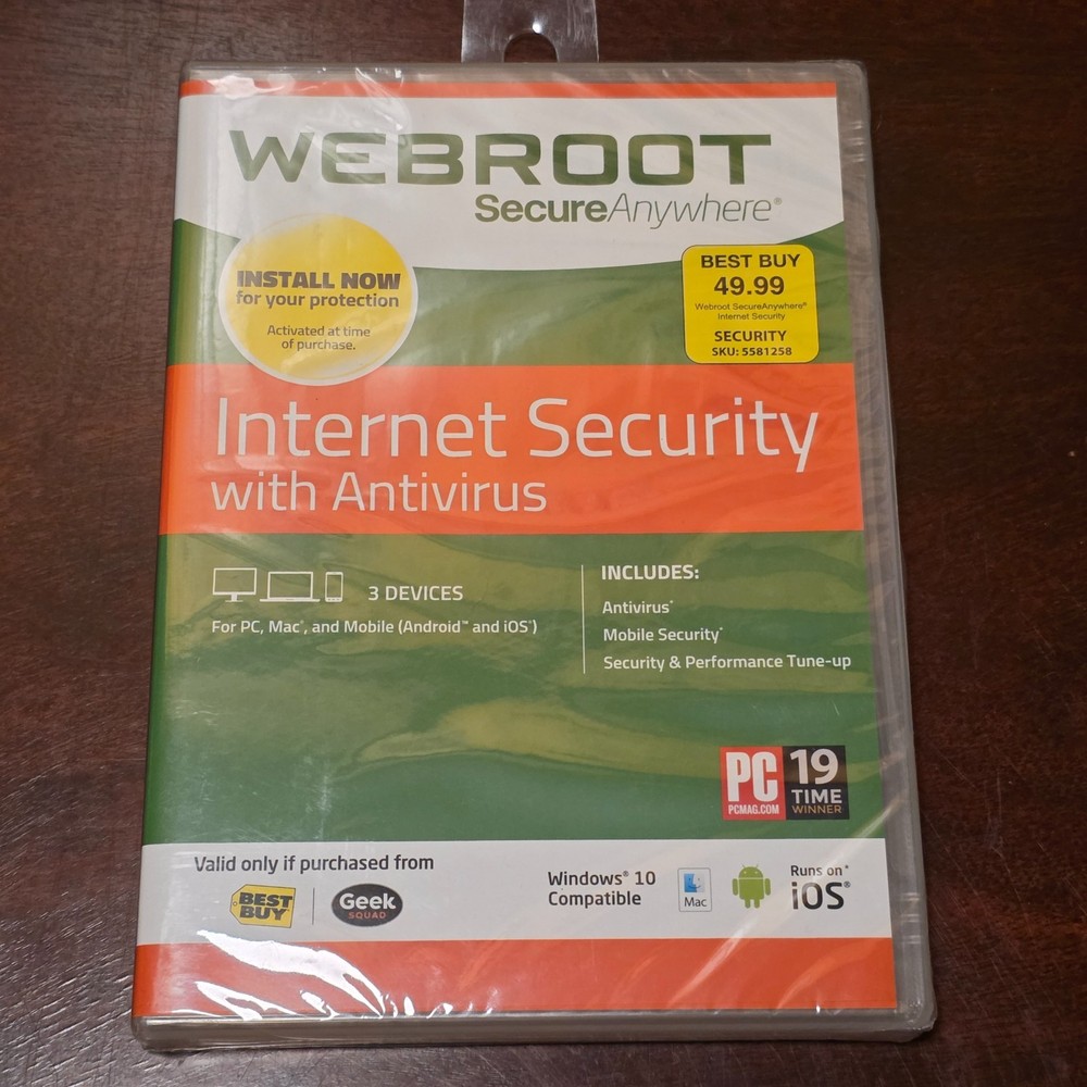 WEBROOT Secure Anywhere Internet Security, 3 Devices Antivirus Mobile PC Mac