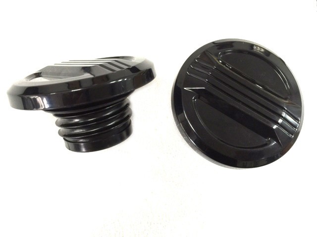 Air Flow Gas Cap Set Black fits Harley Davidson