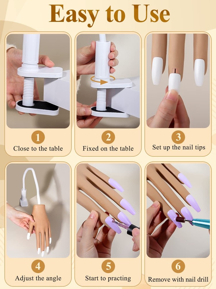 Practice Hand for Acrylic Nails- Silicone Nail Hand Practice Upgrade Nail Tip...