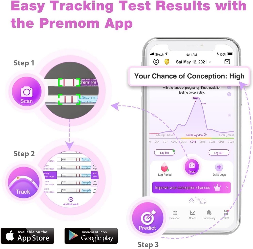 70 Count Ovulation & Pregnancy Strips - Accurate, Easy Home Testing Kit