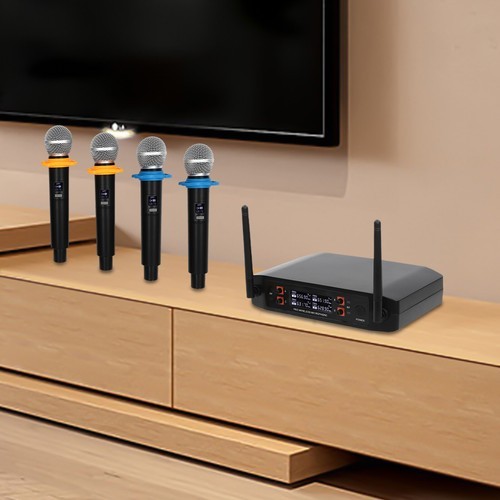 4 Channel Handheld Wireless Microphone Pro Audio System UHF Dynamic Mic Party