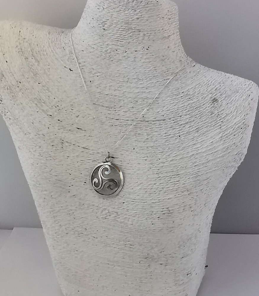 Solid Silver Celtic Triskelion Pendant & Chain