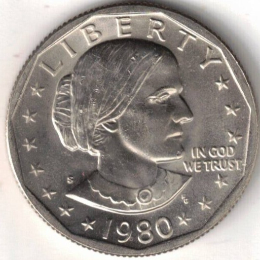 1980-S SBA $1 Uncirculated Susan B. Anthony Dollar Coin from Mint Set!